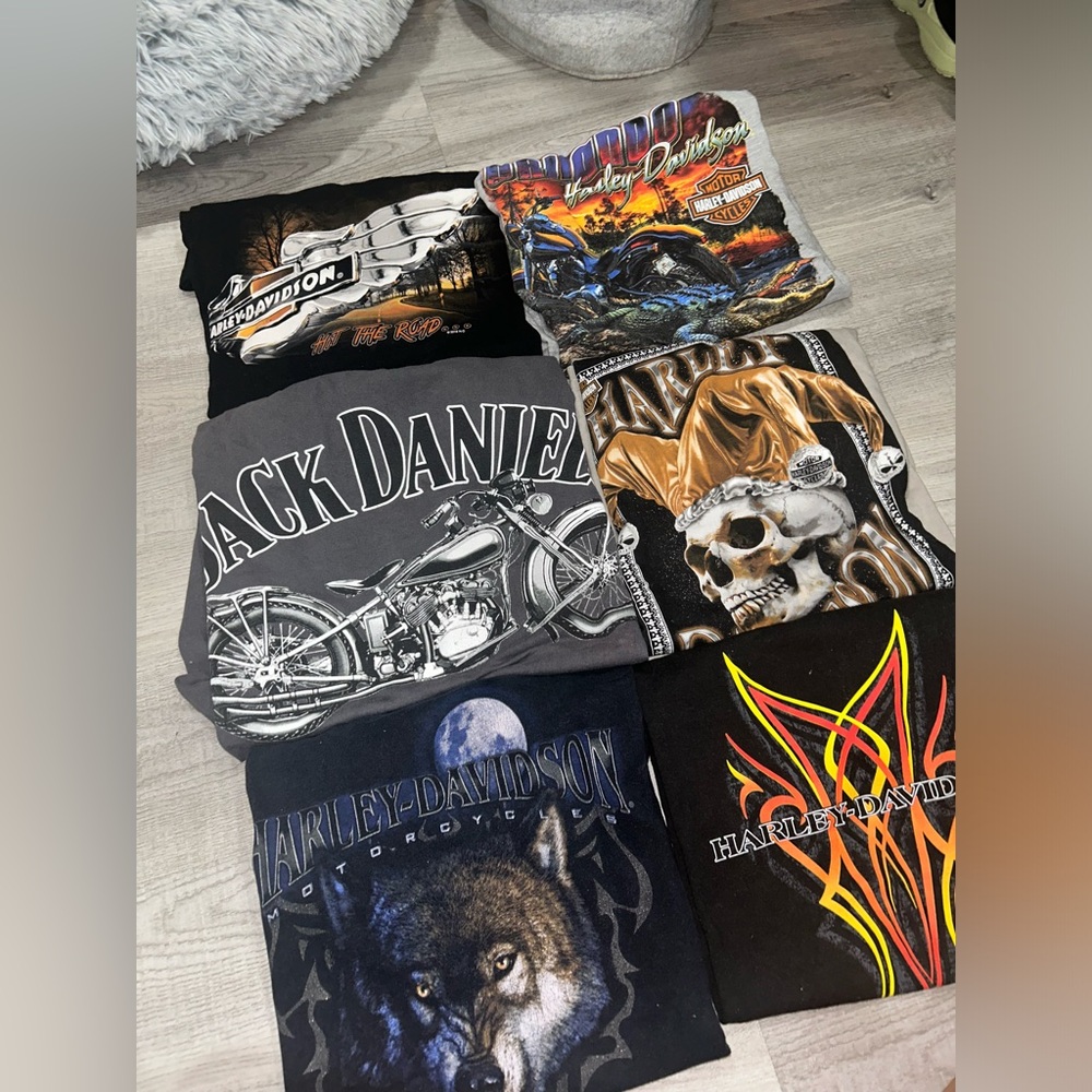 Lot of 6 retro Harley and motorcycle tee’s